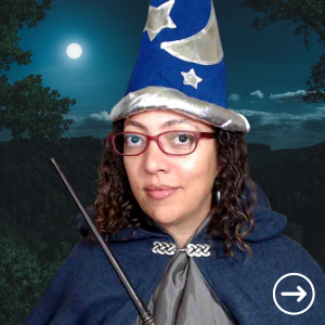 Camille Diaz in her Wizard costume.